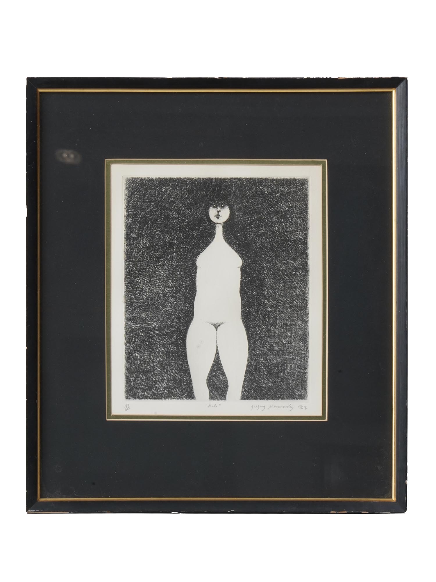FEMALE NUDE ETCHING 1967 BY GREGORY MASUROVSKY